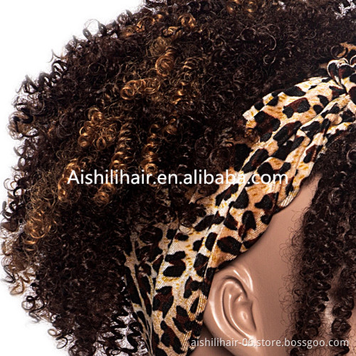 Aishili wholesale synthetic wig blonde brown afro deep curly Leopard headband wigs for black women